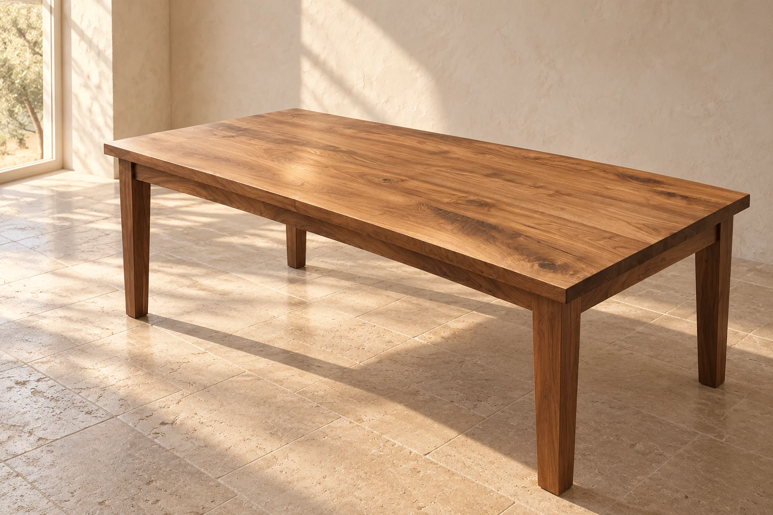 Warm gallery design with studio dining table rendering